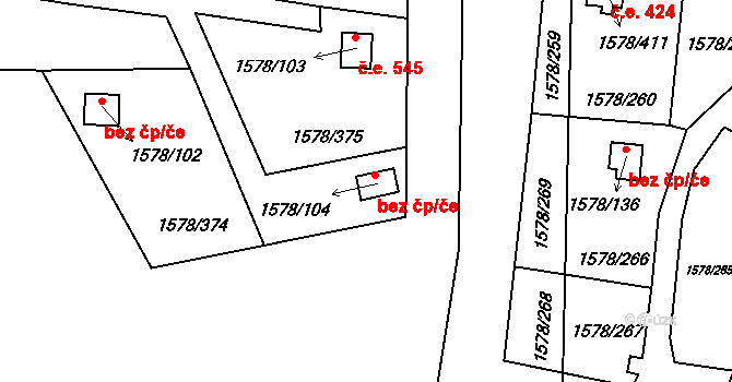 Kosmonosy 45319375 na parcele st. 1578/104 v KÚ Kosmonosy, Katastrální mapa