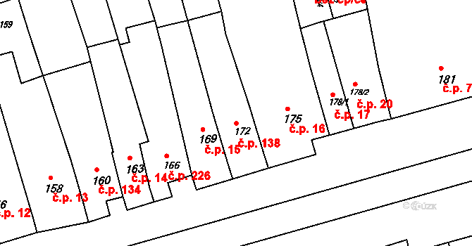 Hrušky 138 na parcele st. 172 v KÚ Hrušky u Brna, Katastrální mapa