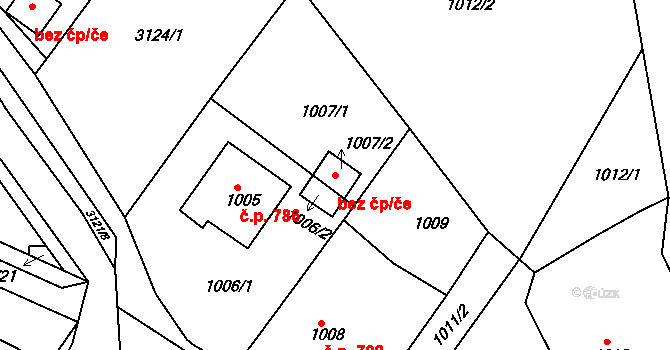 Buchlovice 47200375 na parcele st. 1007/2 v KÚ Buchlovice, Katastrální mapa