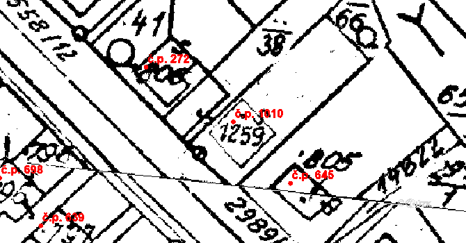 Květná 1010, Strání na parcele st. 1259 v KÚ Strání, Katastrální mapa