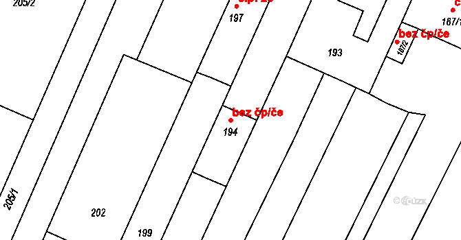 Bystřice pod Hostýnem 47576375 na parcele st. 194 v KÚ Rychlov u Bystřice pod Hostýnem, Katastrální mapa