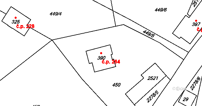 Lukavice 264 na parcele st. 390 v KÚ Lukavice u Rychnova nad Kněžnou, Katastrální mapa