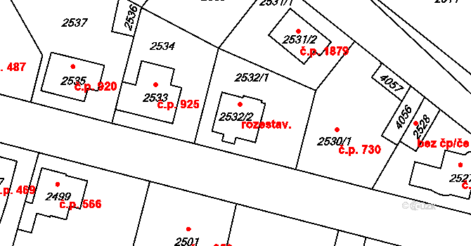 Úvaly 1854 na parcele st. 2532/2 v KÚ Úvaly u Prahy, Katastrální mapa