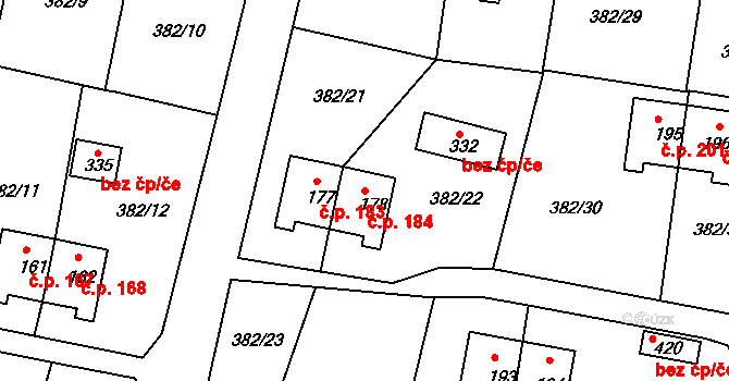 Mlékojedy 184, Neratovice na parcele st. 178 v KÚ Mlékojedy u Neratovic, Katastrální mapa