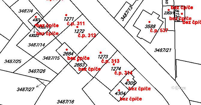 Bezděkovské Předměstí 313, Domažlice na parcele st. 1273 v KÚ Domažlice, Katastrální mapa
