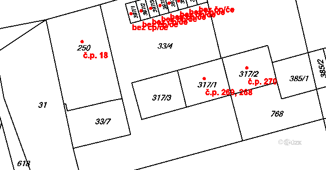 Nezvěstice 268,269 na parcele st. 317/3 v KÚ Nezvěstice, Katastrální mapa