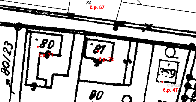 Velichovky 72 na parcele st. 81 v KÚ Velichovky, Katastrální mapa
