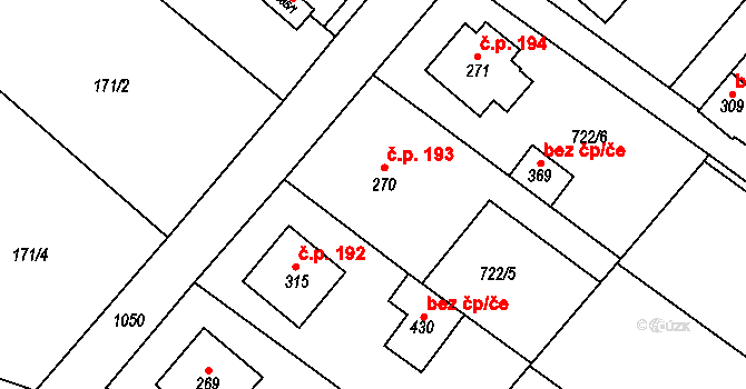 Cetkovice 193 na parcele st. 270 v KÚ Cetkovice, Katastrální mapa