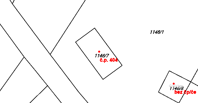 Šatov 404 na parcele st. 1146/7 v KÚ Šatov, Katastrální mapa