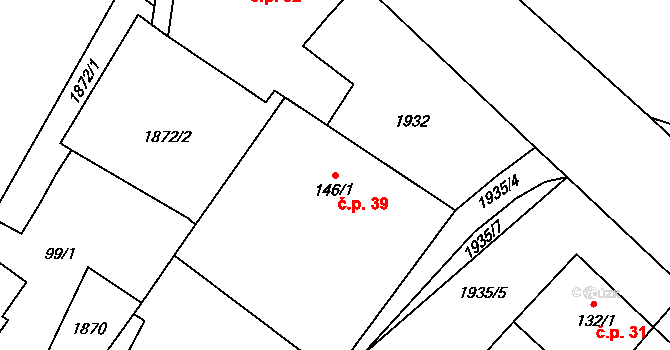 Čejtice 39, Horka II na parcele st. 146/1 v KÚ Horka nad Sázavou, Katastrální mapa