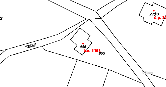 Janov nad Nisou 1153 na parcele st. 486 v KÚ Janov nad Nisou, Katastrální mapa