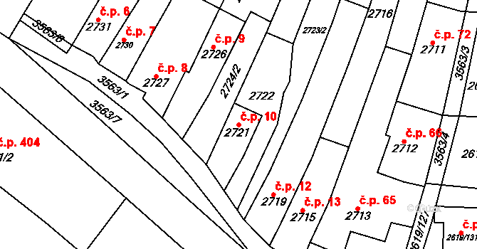 Nosálovice 10, Vyškov na parcele st. 2721 v KÚ Vyškov, Katastrální mapa