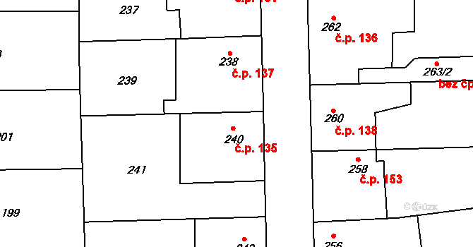 Liblice 135, Český Brod na parcele st. 240 v KÚ Liblice u Českého Brodu, Katastrální mapa