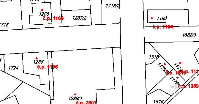 Brandýs nad Labem 1188, Brandýs nad Labem-Stará Boleslav na parcele st. 1289/1 v KÚ Brandýs nad Labem, Katastrální mapa