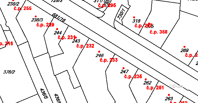 Nechanice 233 na parcele st. 246 v KÚ Nechanice, Katastrální mapa
