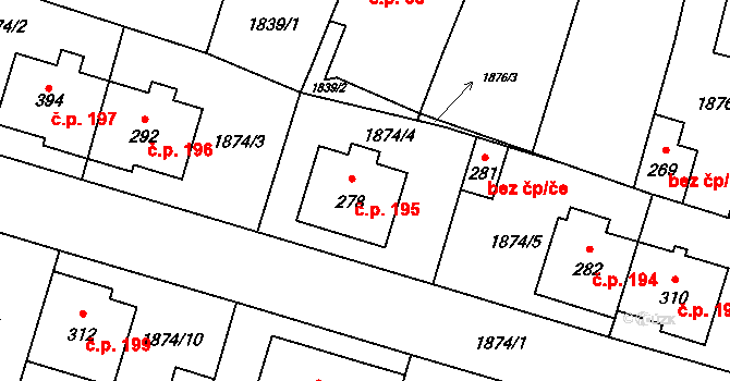 Rudíkov 195 na parcele st. 278 v KÚ Rudíkov, Katastrální mapa