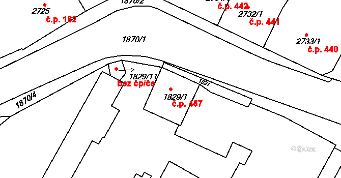 Turnov 457 na parcele st. 1829/1 v KÚ Turnov, Katastrální mapa