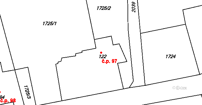 Rumburk 3-Dolní Křečany 97, Rumburk na parcele st. 122 v KÚ Dolní Křečany, Katastrální mapa