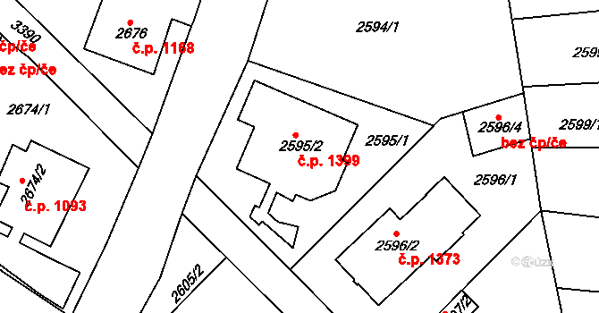 Michle 1399, Praha na parcele st. 2595/2 v KÚ Michle, Katastrální mapa