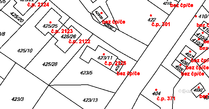 Sokolov 2126 na parcele st. 423/11 v KÚ Sokolov, Katastrální mapa