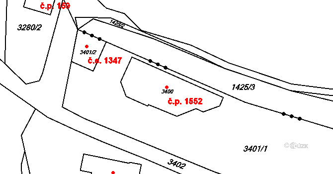 Kuřim 1552 na parcele st. 3400 v KÚ Kuřim, Katastrální mapa