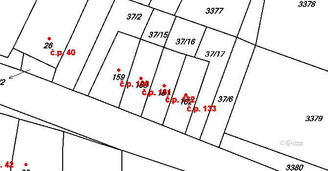 Řípec 132 na parcele st. 161 v KÚ Řípec, Katastrální mapa