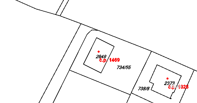 Neratovice 1469 na parcele st. 2949 v KÚ Neratovice, Katastrální mapa