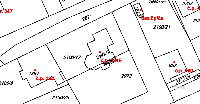 Lomnice nad Popelkou 1315 na parcele st. 2442/1 v KÚ Lomnice nad Popelkou, Katastrální mapa