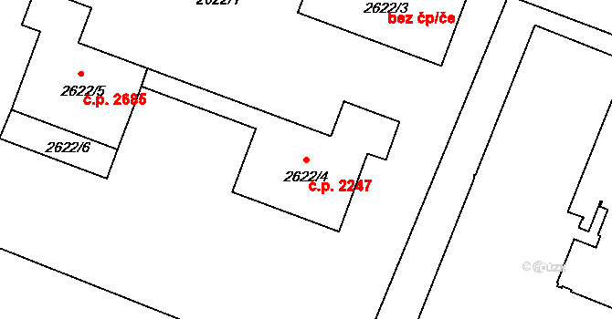 České Budějovice 3 2247, České Budějovice na parcele st. 2622/4 v KÚ České Budějovice 3, Katastrální mapa