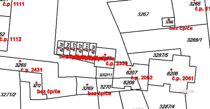 Pod Bezručovým vrchem 2339, Krnov na parcele st. 6209 v KÚ Krnov-Horní Předměstí, Katastrální mapa