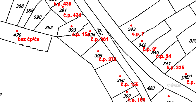 Předměstí 276, Litoměřice na parcele st. 395 v KÚ Litoměřice, Katastrální mapa