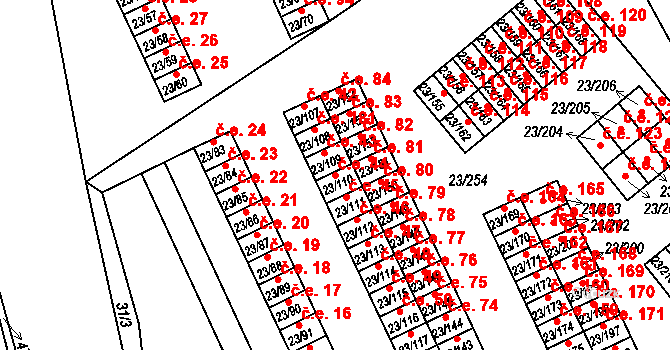 Chudeřice 44, Bílina na parcele st. 23/110 v KÚ Chudeřice u Bíliny, Katastrální mapa