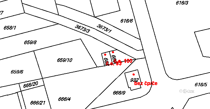 Žirovnice 93 na parcele st. 668 v KÚ Žirovnice, Katastrální mapa