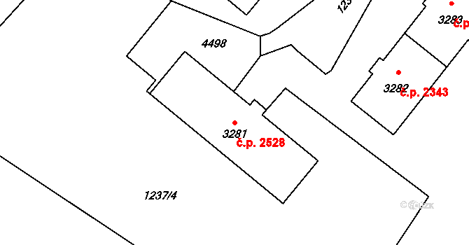 Zábřeh 2528, Ostrava na parcele st. 3281 v KÚ Zábřeh nad Odrou, Katastrální mapa