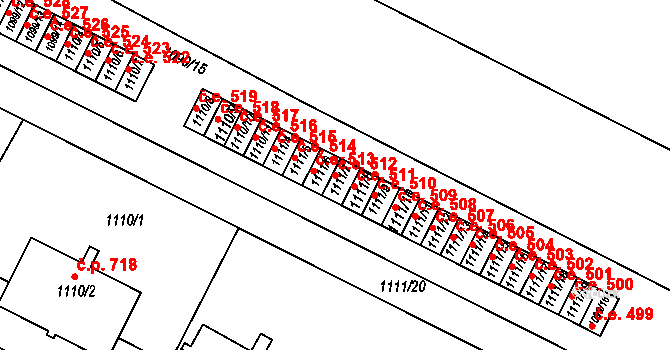 Bystřice nad Pernštejnem 512 na parcele st. 1111/7 v KÚ Bystřice nad Pernštejnem, Katastrální mapa