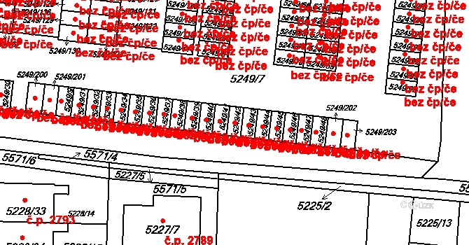 Plzeň 40033376 na parcele st. 5249/42 v KÚ Plzeň, Katastrální mapa