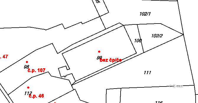 Neveklov 41555376 na parcele st. 99 v KÚ Neveklov, Katastrální mapa