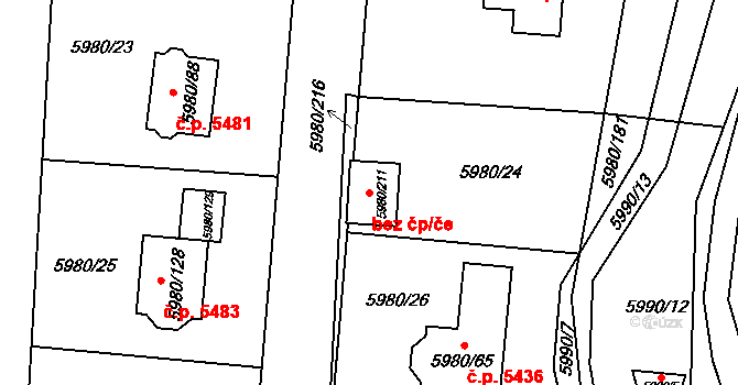 Chomutov 42203376 na parcele st. 5980/211 v KÚ Chomutov I, Katastrální mapa