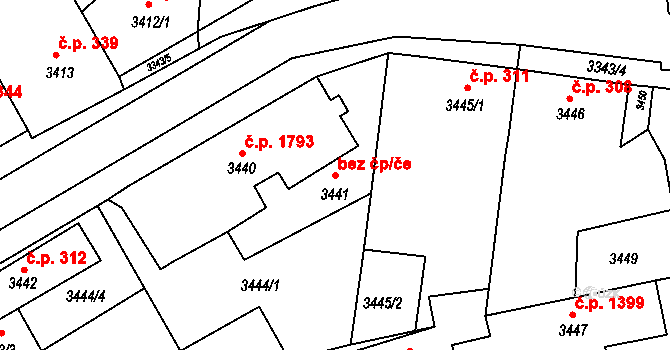 Jirkov 42944376 na parcele st. 3441 v KÚ Jirkov, Katastrální mapa