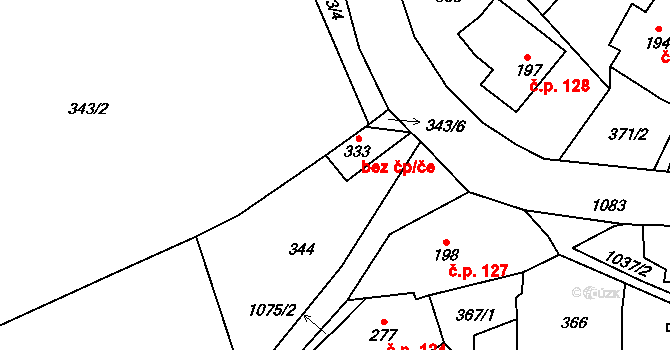 Pecka 45982376 na parcele st. 333 v KÚ Pecka, Katastrální mapa
