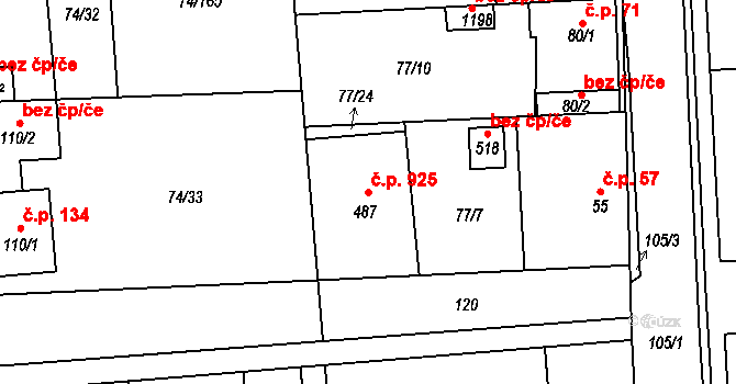 Hovorčovice 925 na parcele st. 487 v KÚ Hovorčovice, Katastrální mapa