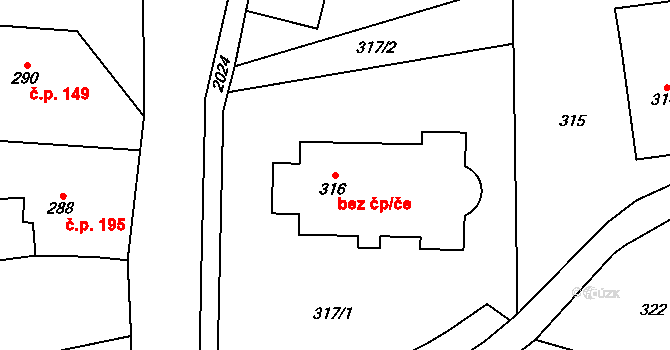 Baška 48186376 na parcele st. 316 v KÚ Baška, Katastrální mapa
