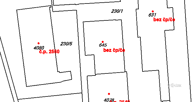 Blansko 48464376 na parcele st. 645 v KÚ Blansko, Katastrální mapa