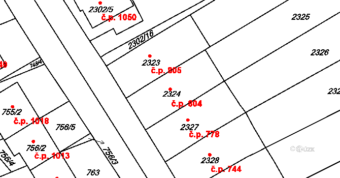 Nivnice 804 na parcele st. 2324 v KÚ Nivnice, Katastrální mapa