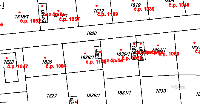 Hulín 48655376 na parcele st. 1828/2 v KÚ Hulín, Katastrální mapa