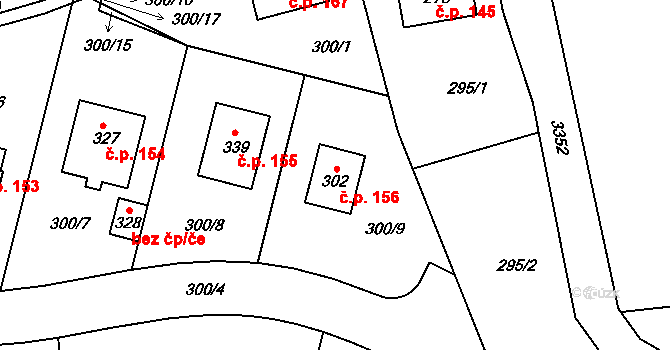 Lipovka 156, Rychnov nad Kněžnou na parcele st. 302 v KÚ Lipovka u Rychnova nad Kněžnou, Katastrální mapa