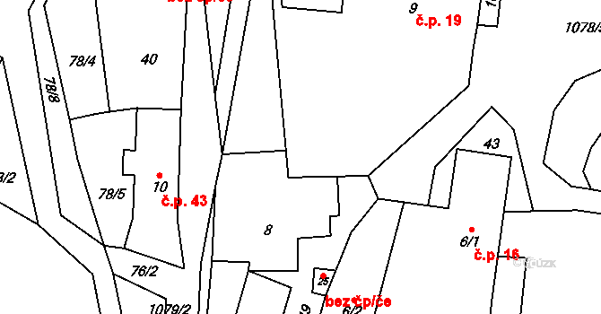 Salavice 19, Třešť na parcele st. 9 v KÚ Salavice, Katastrální mapa