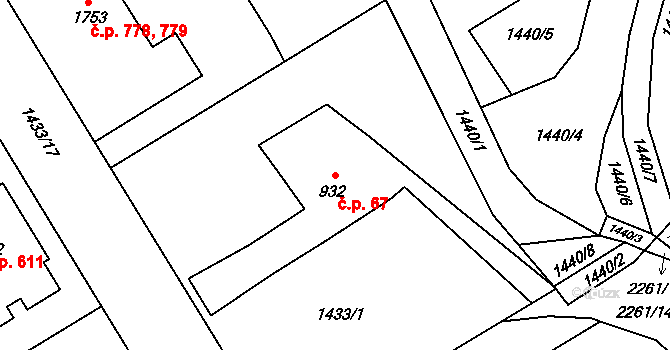 Beroun-Město 67, Beroun na parcele st. 932 v KÚ Beroun, Katastrální mapa