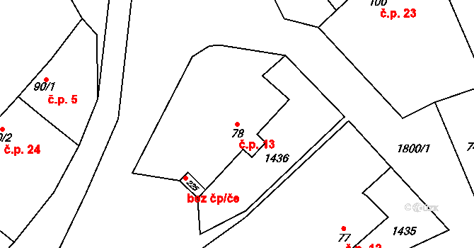 Čepinec 13, Žinkovy na parcele st. 78 v KÚ Žinkovy, Katastrální mapa