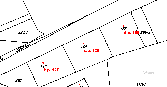 Velká Ves 128, Broumov na parcele st. 148 v KÚ Velká Ves u Broumova, Katastrální mapa